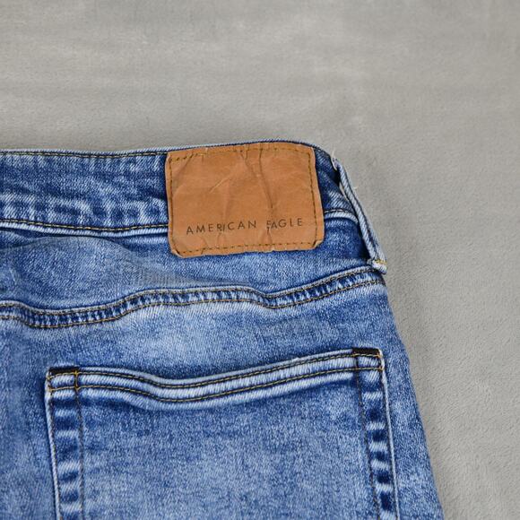 American Eagle Jeans Mens 32X34 (29x33 Meas) Skinny Distressed Denim Blue - Picture 8 of 11